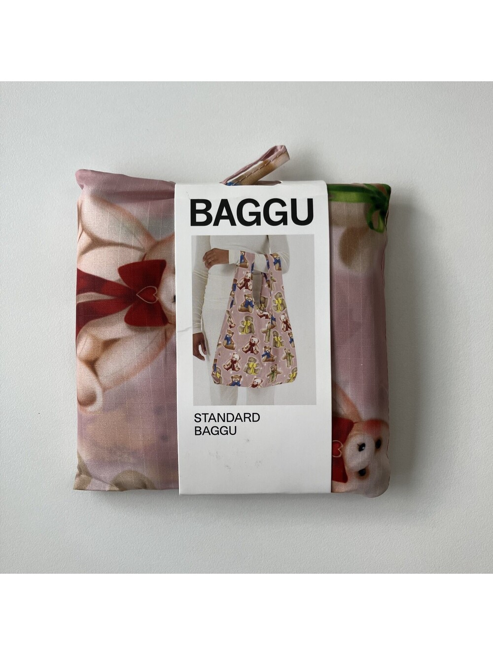 Baggu Standard Reusable Eco Tote Bag Teddy Bears Kidcore Pastel Bows Sparkle New